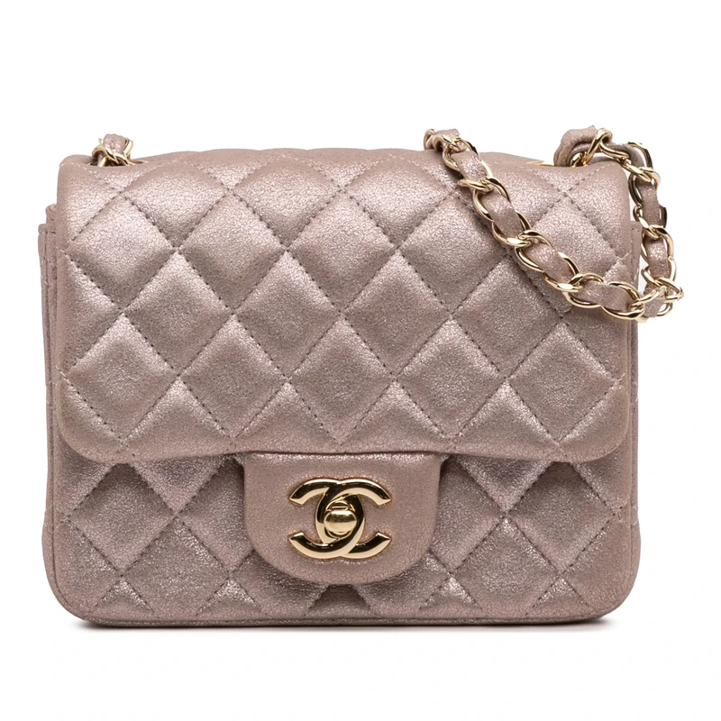 Chanel Pre-Loved Mini Square Classic Iridescent Calfskin Single Flap Crossbody Bag