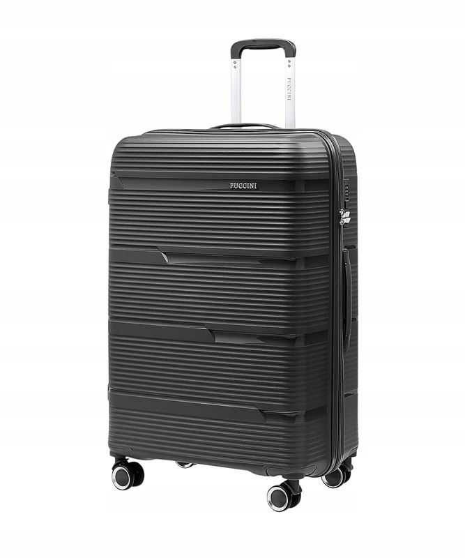 PUCCINI Casablanca Suitcase, Hand Luggage (M/L/XL) Hard Case Polypropylene Travel Suitcase with 4 Spinner Wheels, Combination Lock, Lightweight and Robust, Sturdy Telescopic Handle, Cross Straps