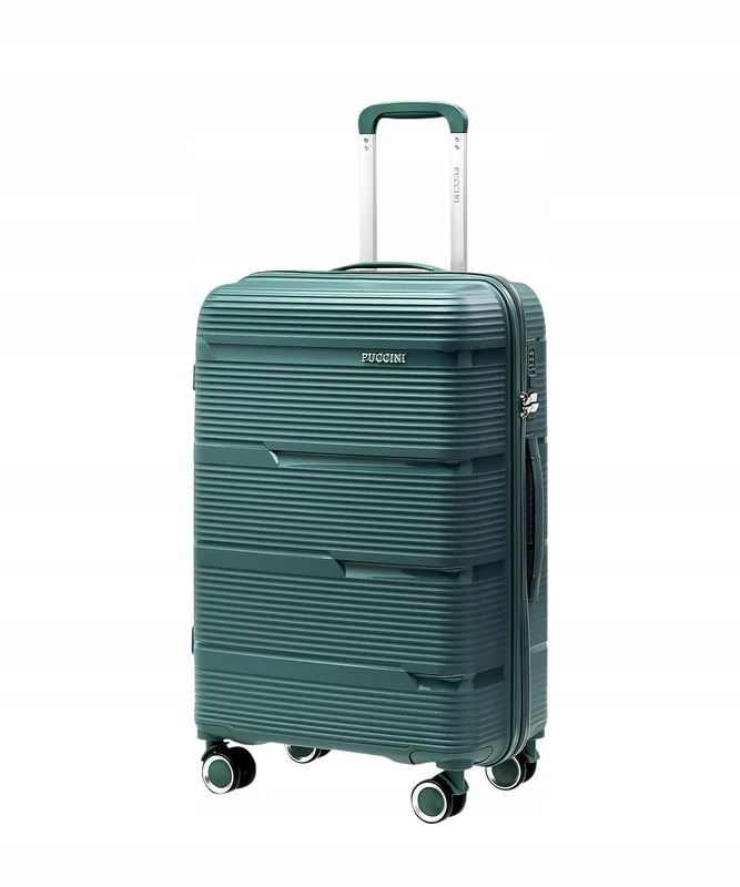 PUCCINI Casablanca Suitcase, Hand Luggage (M/L/XL) Hard Case Polypropylene Travel Suitcase with 4 Spinner Wheels, Combination Lock, Lightweight and Robust, Sturdy Telescopic Handle, Cross Straps