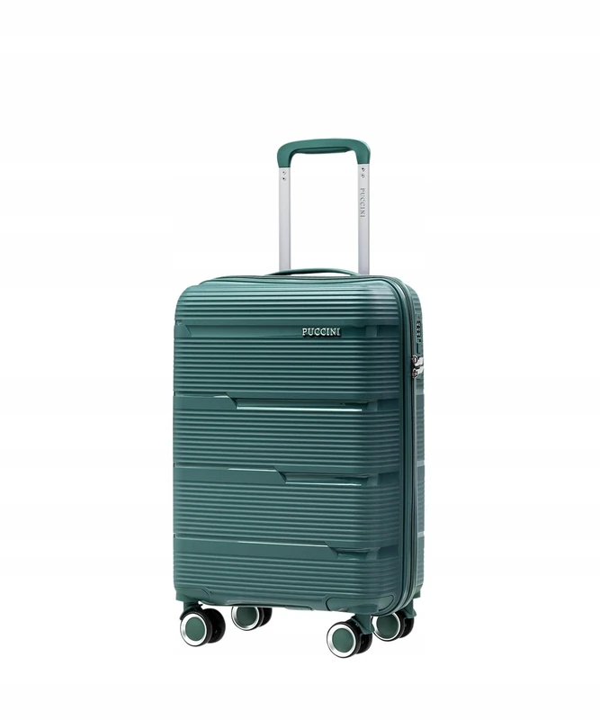 PUCCINI Casablanca Suitcase, Hand Luggage (M/L/XL) Hard Case Polypropylene Travel Suitcase with 4 Spinner Wheels, Combination Lock, Lightweight and Robust, Sturdy Telescopic Handle, Cross Straps