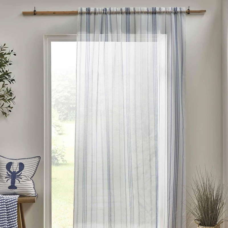 Catherine Lansfield Harbour Curtain Strip in Pair 140X229