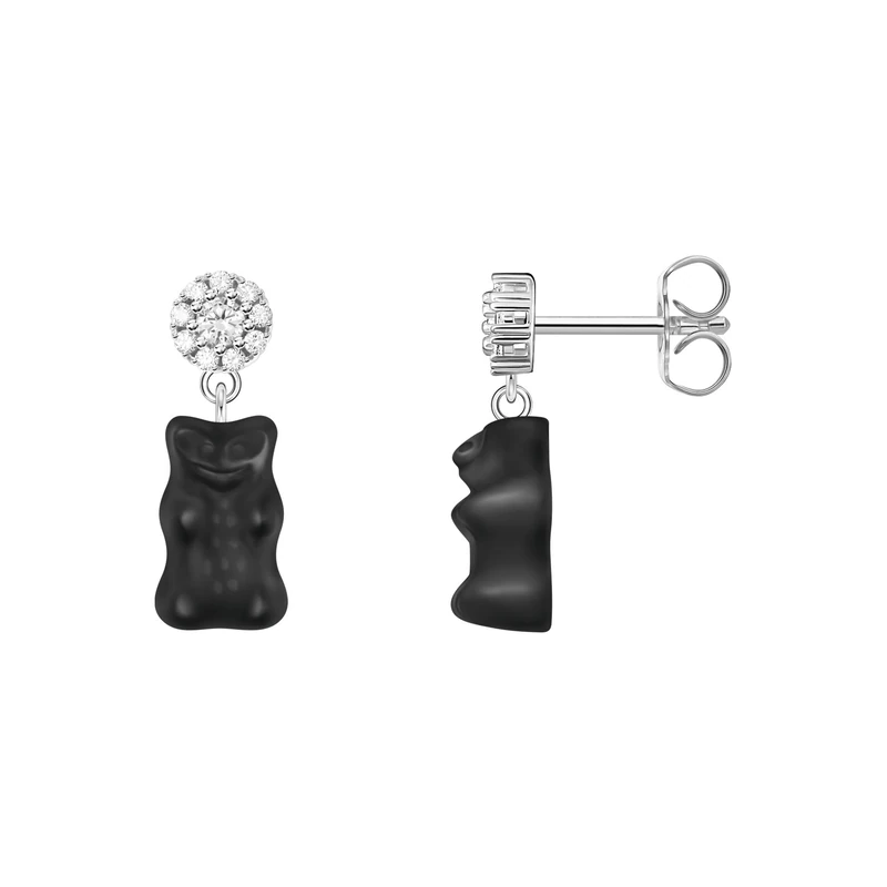 THOMAS SABO Silver ear studs with black goldbears Recycled 925 Silver
