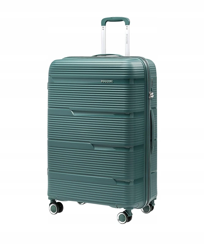 PUCCINI Casablanca Suitcase, Hand Luggage (M/L/XL) Hard Case Polypropylene Travel Suitcase with 4 Spinner Wheels, Combination Lock, Lightweight and Robust, Sturdy Telescopic Handle, Cross Straps