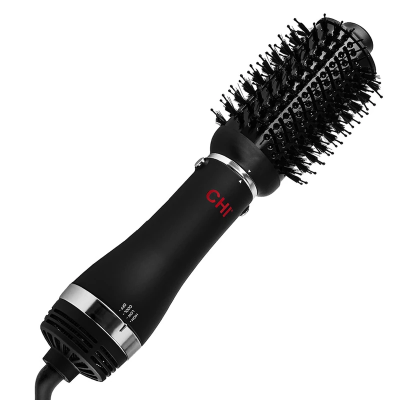 CHI Volumiser 4-in-1 Blowout Brush, Hair Dryer Creates Smooth, Silky & Shiny Hair, Four Interchangeable Attachments for Versatile Styling, Black - Image 1