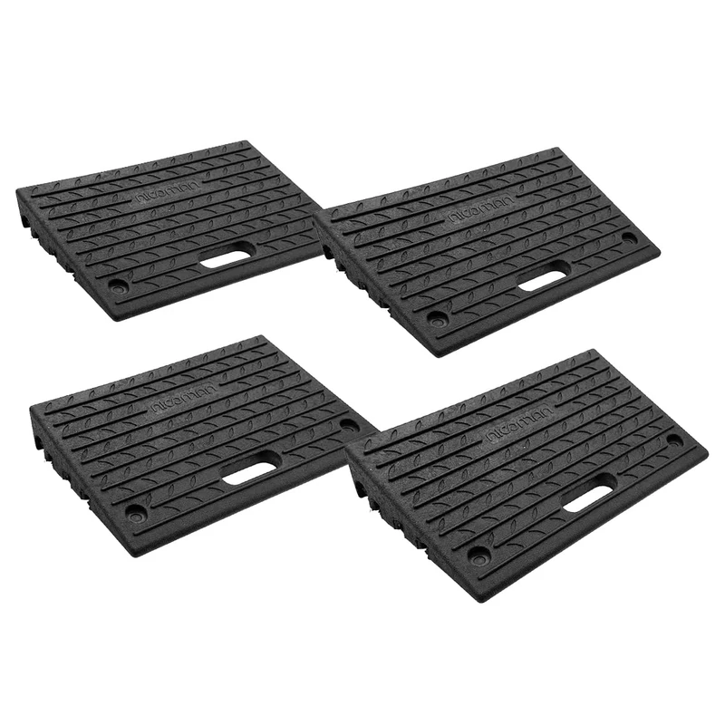 Nicoman Rubber Kerb Ramps, Multiuse Curb Ramp for Vehicles, Wheelchairs, Bikes, Strollers, Pet Mobility and Disabled Chair & Dog (Pack of 4) - Image 1