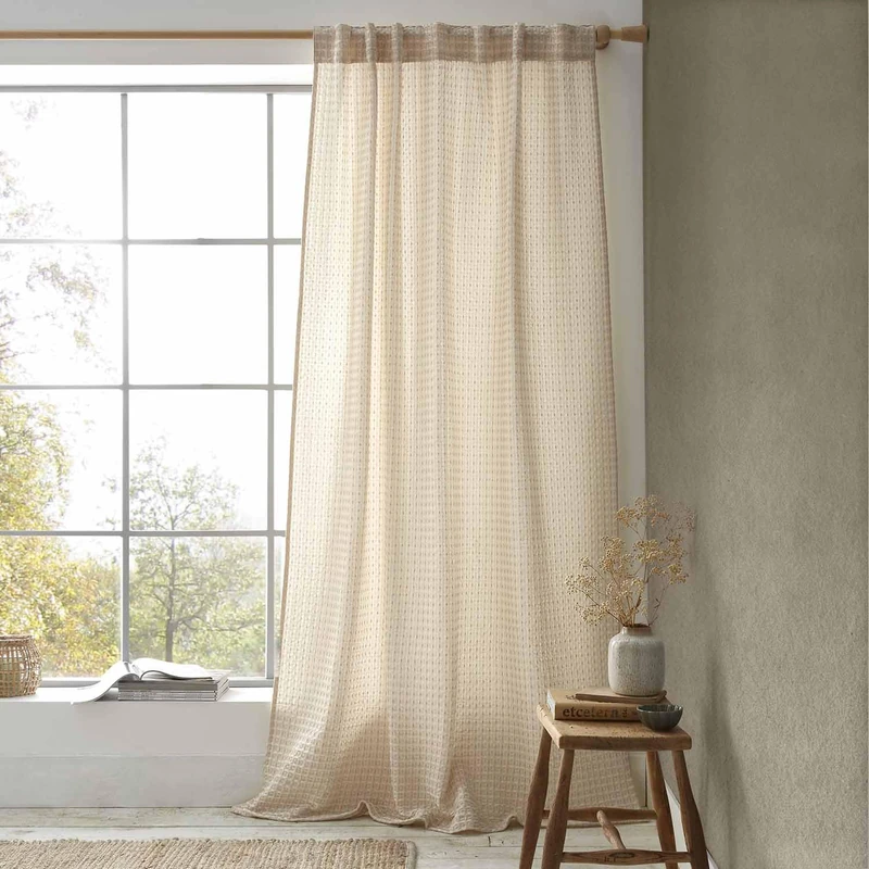 Muscat Natural Waffle Curtains in Pair 140 x 229 cm