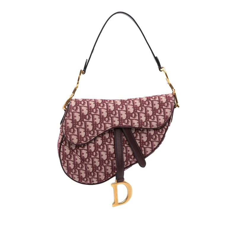 Dior Pre-Loved Mini Oblique Canvas Saddle Handbag