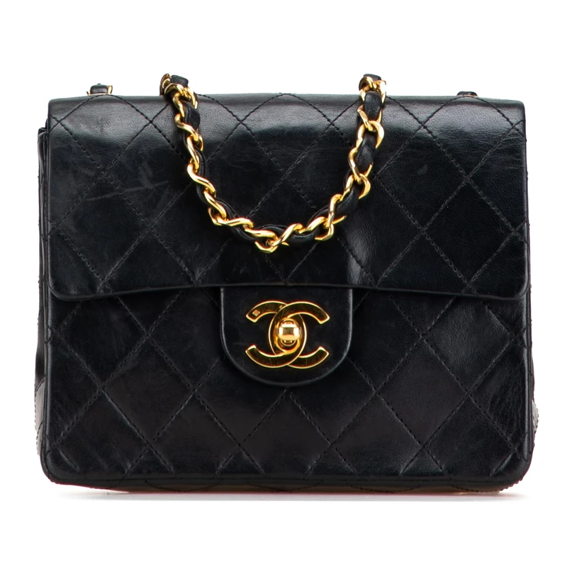 Chanel Pre-Loved Mini Square Classic Lambskin Single Flap Crossbody Bag