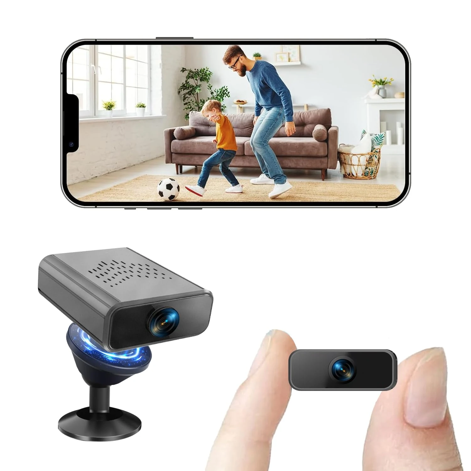 Spy Camera-Hidden Camera-Mini Camera-4K Small Cameras with Night Vision, WiFi Hidden Cameras with Magnetic, Indoor Security Cameras with Motion Detection, Instant Alerts, Small Nanny Cam for Baby, Pet