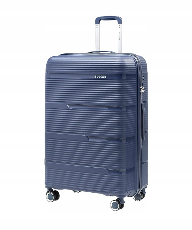 PUCCINI Casablanca Suitcase, Hand Luggage (M/L/XL) Hard Case Polypropylene Travel Suitcase with 4 Spinner Wheels, Combination Lock, Lightweight and Robust, Sturdy Telescopic Handle, Cross Straps