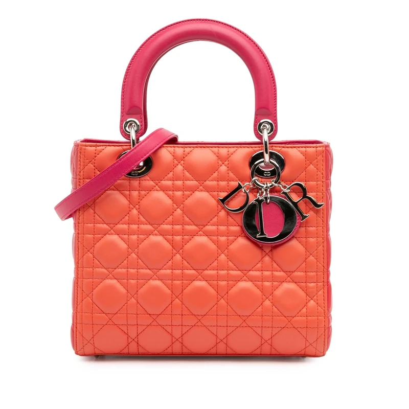 Dior Pre-Loved Medium Bicolor Lambskin Cannage Lady