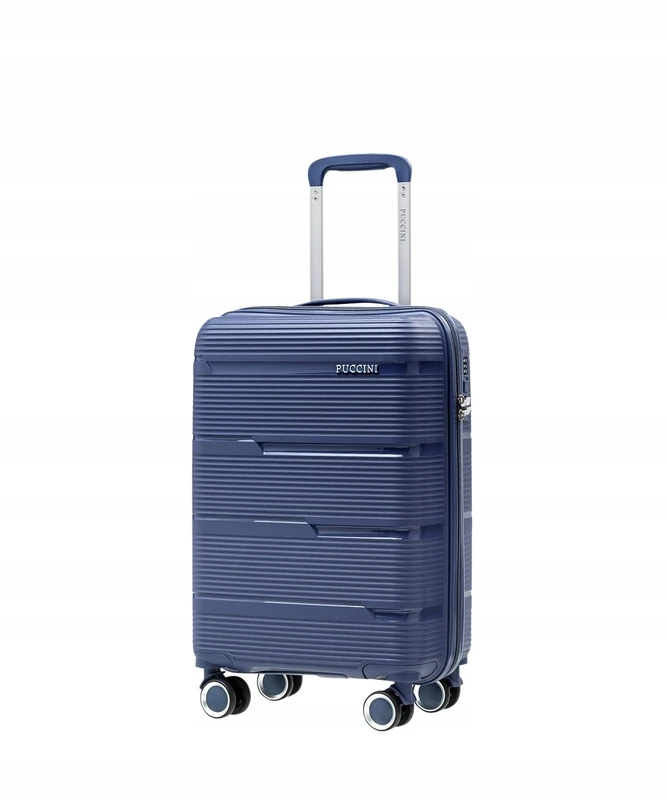 PUCCINI Casablanca Suitcase, Hand Luggage (M/L/XL) Hard Case Polypropylene Travel Suitcase with 4 Spinner Wheels, Combination Lock, Lightweight and Robust, Sturdy Telescopic Handle, Cross Straps