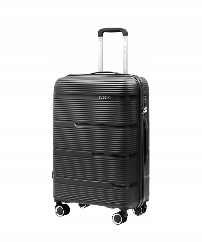 PUCCINI Casablanca Suitcase, Hand Luggage (M/L/XL) Hard Case Polypropylene Travel Suitcase with 4 Spinner Wheels, Combination Lock, Lightweight and Robust, Sturdy Telescopic Handle, Cross Straps