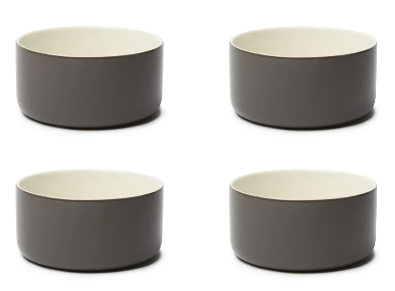 Excelsa Nordic Trendy Set of 4 Ceramic Bowls, Taupe, 450 ml