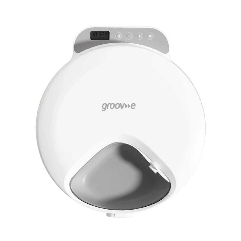 Groov-e Pet-Tech Automatic Wet Food Pet Feeder – Cat & Small Dog Food Dispenser, 4x 240 ml Compartments, Timed Schedule Up to 4 Meals Daily, Includes 2 Ice Packs – Battery Powered – White