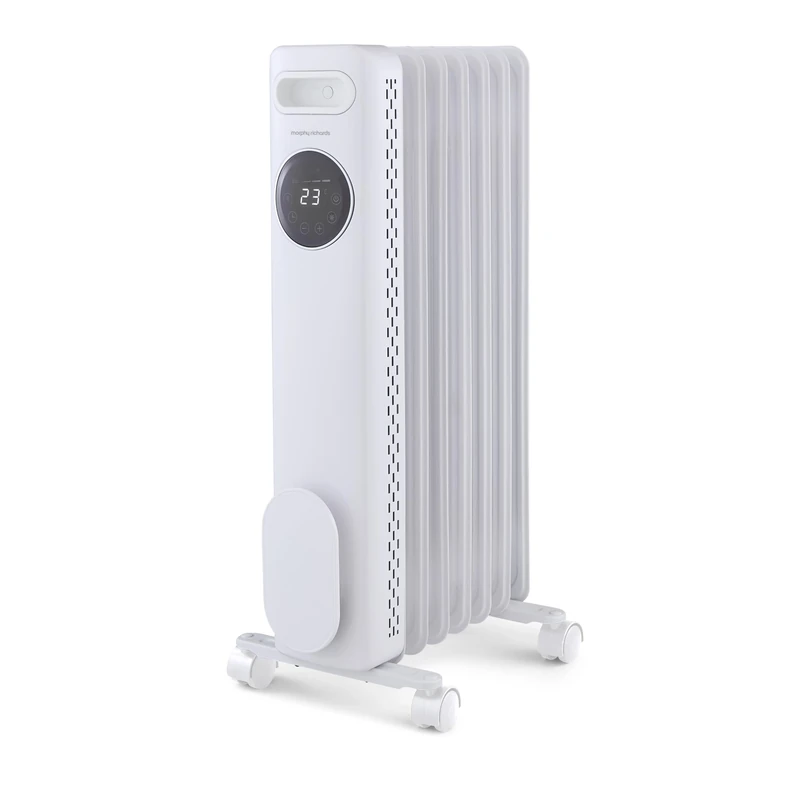 Morphy Richards HeatFlux Digital Oil Filled Radiator, Remote Control, 15m2 Coverage, Personalised Warmth, Timer, Eco Mode, Auto Switch off, Touch Panel, Cord Storage, 1.5KW, White, 827501