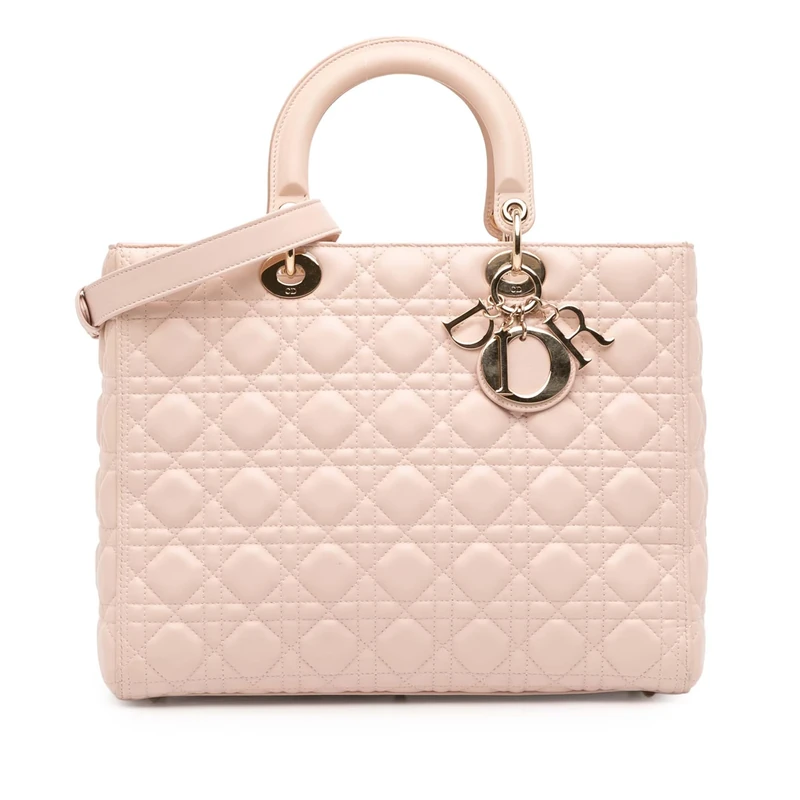 Dior Pre-Loved Large Lambskin Cannage Lady Handbag