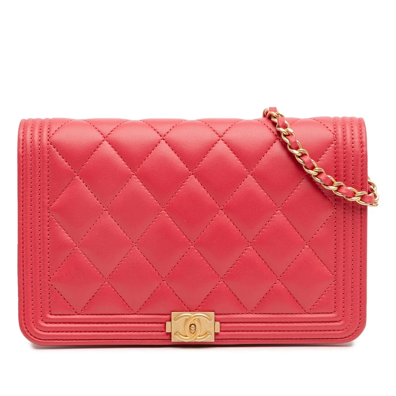 Chanel Pre-Loved Quilted Caviar Boy Wallet on Chain Handbag