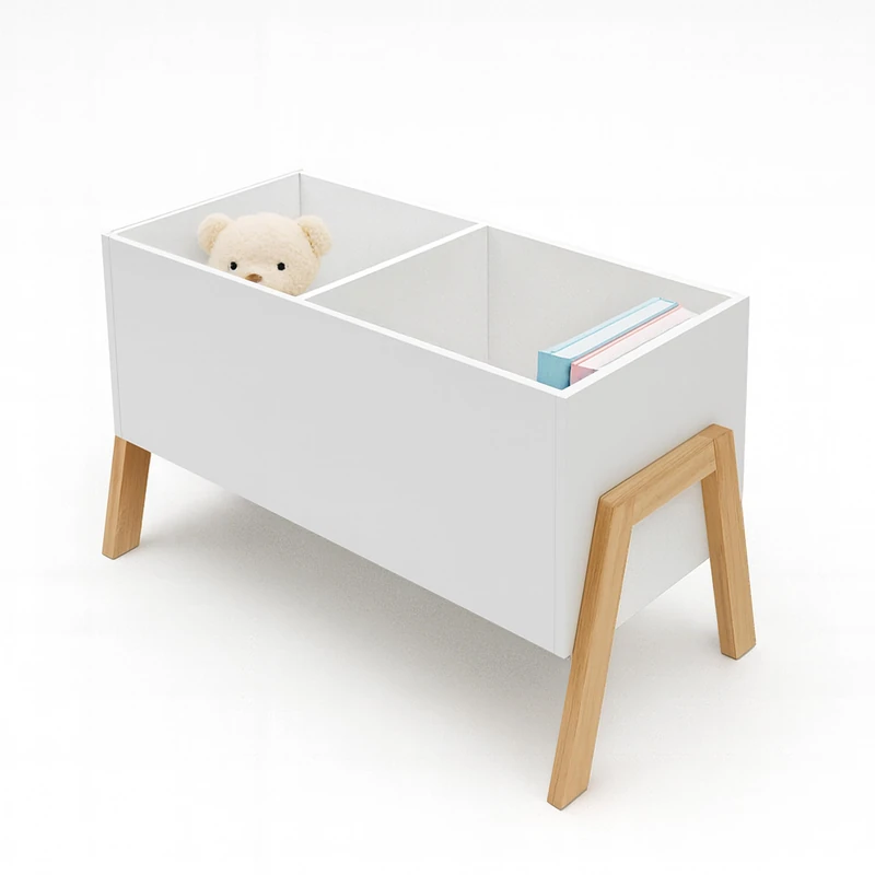 Relaxdays Children's Bookcase, 2 Open Compartments, Toys & Books, Toy Shelf HWD: 40 x 66.5 x 34.5 cm, White/Natural