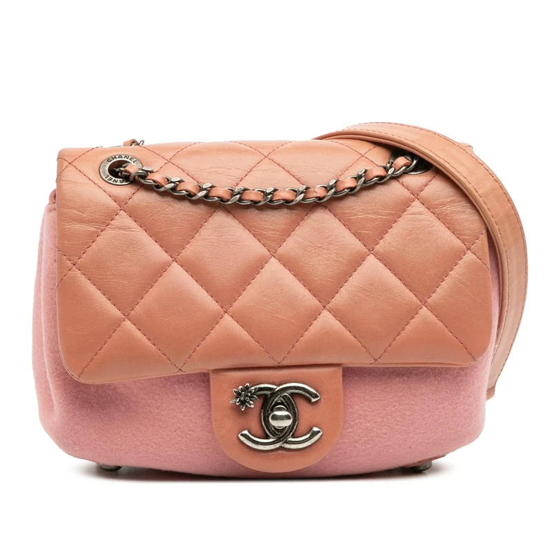 Chanel Pre-Loved Paris Salzburg Mini Quilted Glazed Calfskin And Felt Edelweiss Flower CC Flap Crossbody Bag