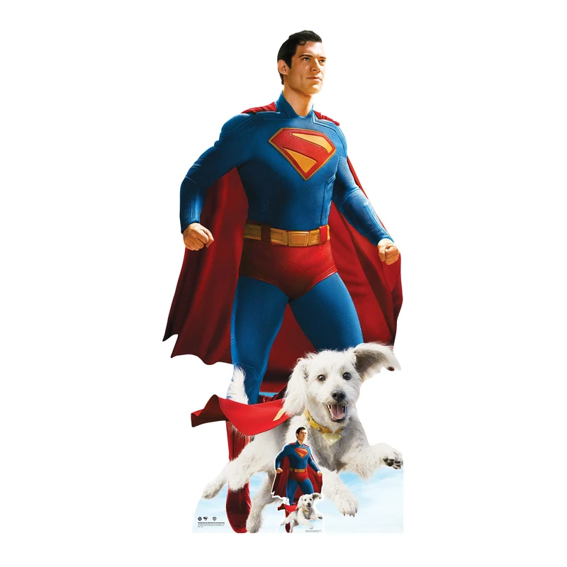 Star Cutouts SC4730 Superman David Corenswet with Krypto Flying Lifesize Cardboard Cutouts – Superhero Movie Fan Display & Event Decoration
