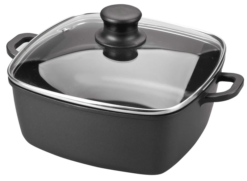 28cm Square Cast Aluminum Casserole Dish with Glass Lid Ideal for Slow Cooker and Sauté Designed for: Everyday Kitchen Use - Image 1