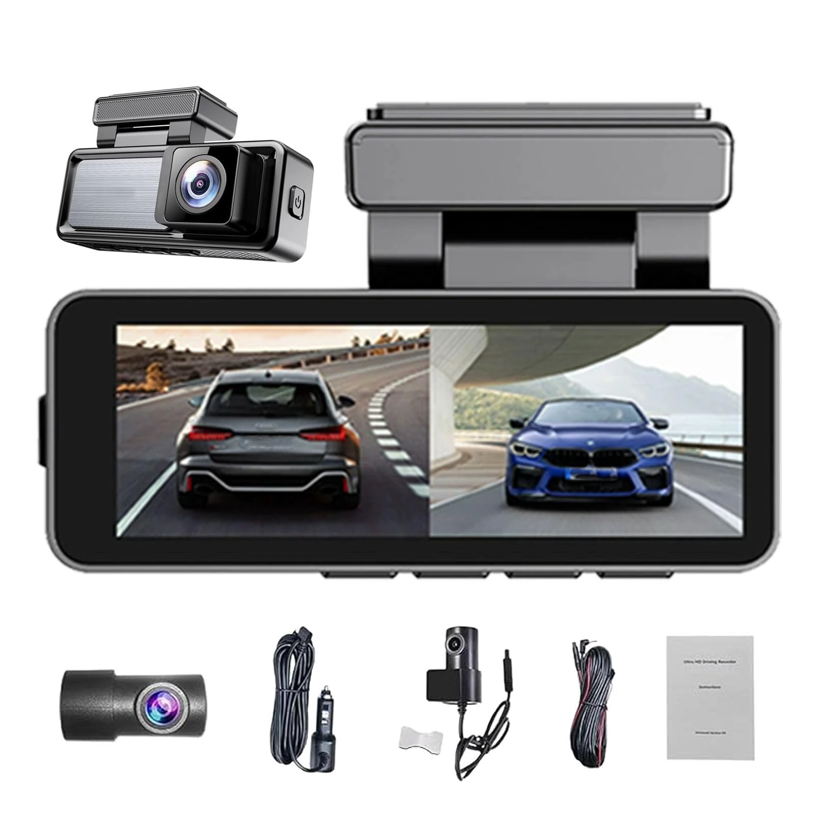 Osmo Dashcam Pro 4k, Dash Cam Front and Rear Inside, With Night Vision, 24 Hours Parking Monitoring, Loop Recording, Front and Rear Recording Wifi/App Control (1Set)