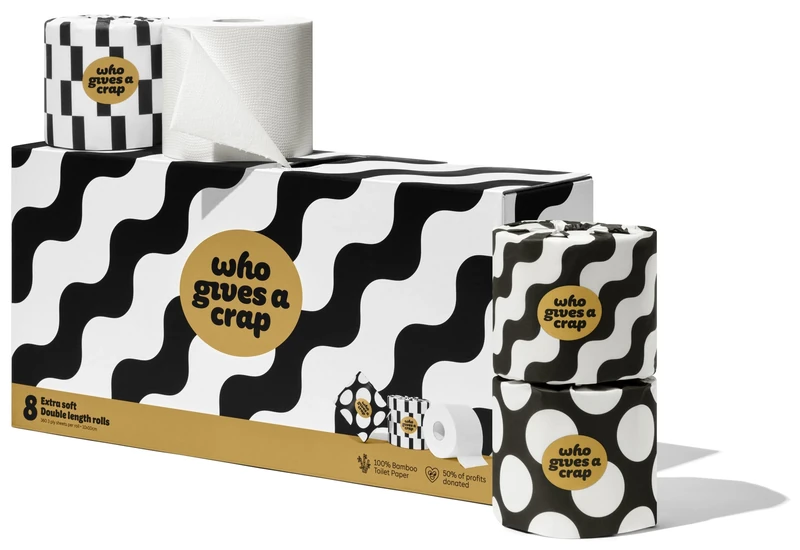 Who Gives A Crap – Premium Bamboo, Twice as Long, Toilet Roll, Box of 8 (3-Ply, 360 Sheets) - Soft, Strong, Sustainable
