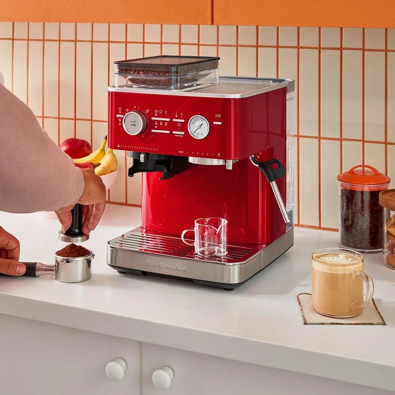 KitchenAid Semi Automatic Espresso Machine with Burr Grinder - Candy Apple 5KES6551BCA