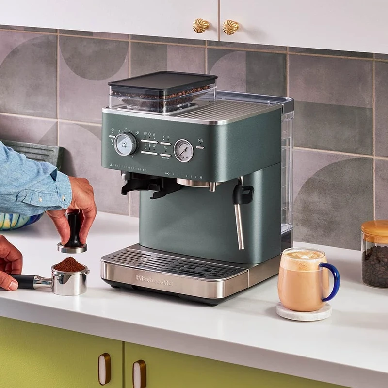 KitchenAid Semi Automatic Espresso Machine with Burr Grinder - Juniper 5KES6551BJP