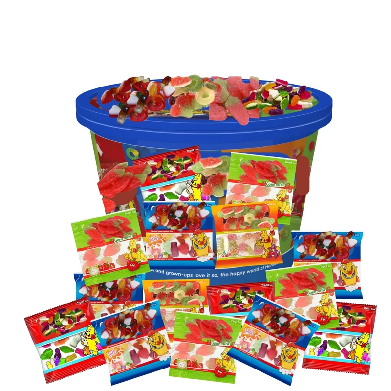 Bulk Sweets Bucket 600g – Amamitrade Sticker Made for Haribos Trick or Treat Sweets Tub, Candy Assortments for Kids & Adults - Stocking Fillers - Parties, Schools, Christmas Gifting and Family Sharing