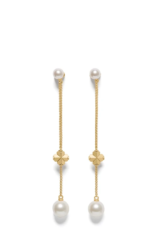 Kate Spade New York Spade Flwr Prl Linear Earr (White Gold)