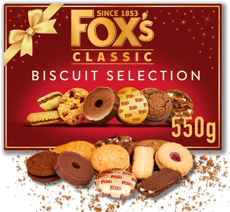 Fox's Classic Biscuit Selection Box 550g, Luxury Biscuits Selection Box, Perfect for Xmas Gifts | Biscuits Gifts | Chocolate Cookies | Milk Chocolate, Christmas Biscuit for Gifts