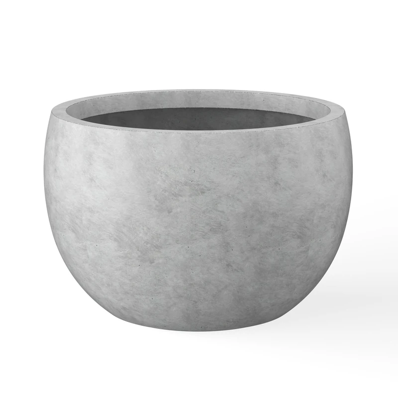 Kante 19.9" Dia Round Concrete Planter, Outdoor/Indoor Large Bowl Plant Pots with Drainage Hole and Rubber Plug for Garden Patio Balcony Home, Natural Concrete - Image 1