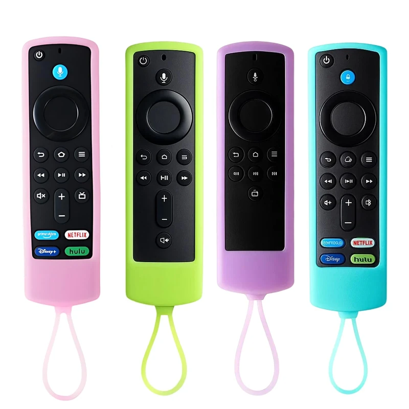 Fire Stick Remote Cover, 4 Pack Silicone Firestick Remote Cover, Fire TV Remote Glow in The Dark with Non-Slip Design, Firestick Fits Most Stick Models, Includes Lanyard for Access