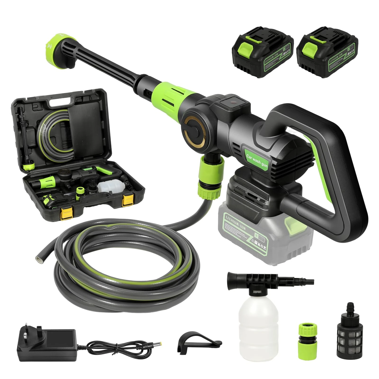 Cordless Pressure Washer, 6 In 1 Pressure Cleaner Power Washer 200Bar/3000W/21V with 5M Hose, Cordless Power Washers 3 Gears for Patio and Car, Floor Garden Cleaning