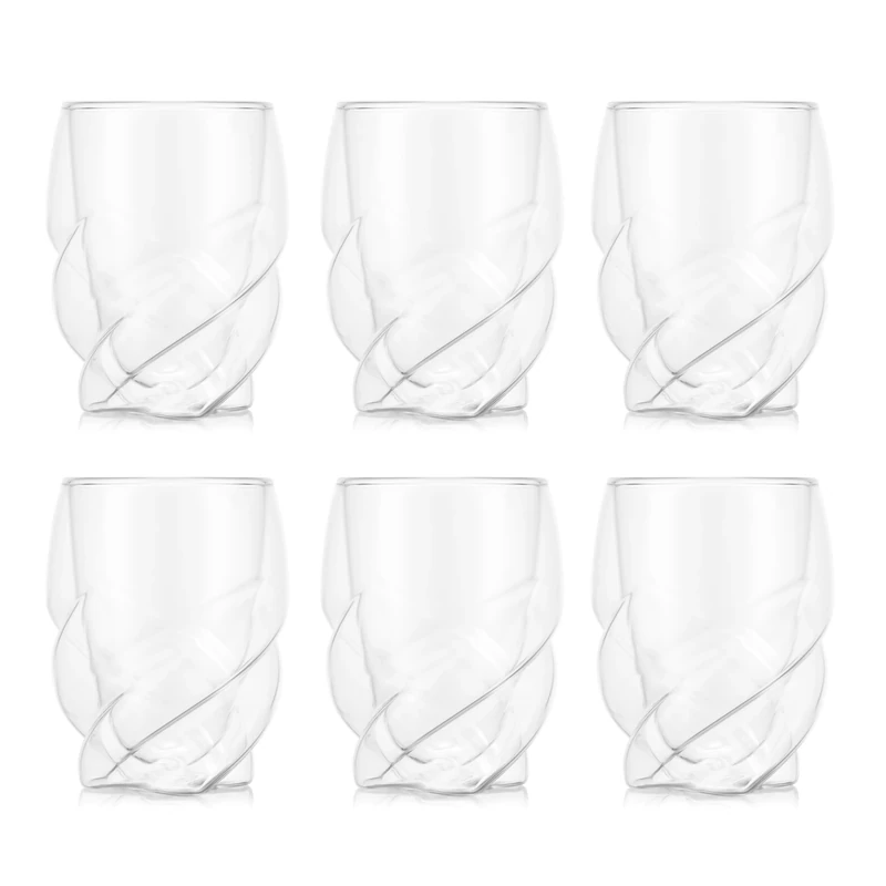Bodum Double Walled Glasses Pack of 6 PAVINA Paris - 270ml Cups - Dishwasher Safe Thermal Cup - Mouth-Blown Borosilicate Glass