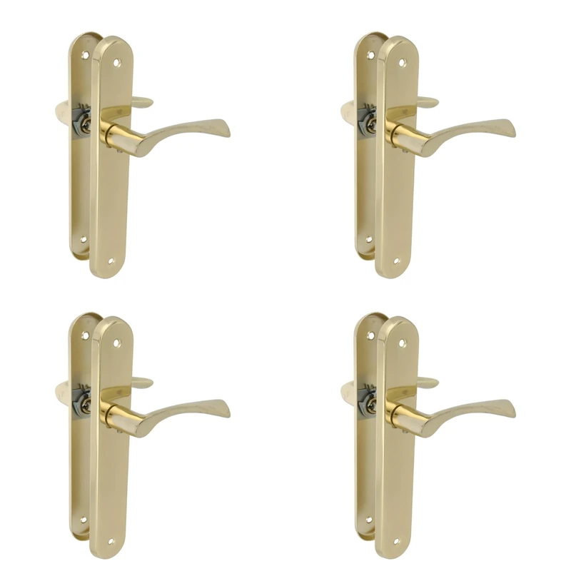 Amig - Set of 4 Sets of 2 Handles with Oval Steel Plate and zamak Handle with Nickel-Plated Finish for Interior Doors - 237 x 40 mm · Handle 120 mm - Screws Included