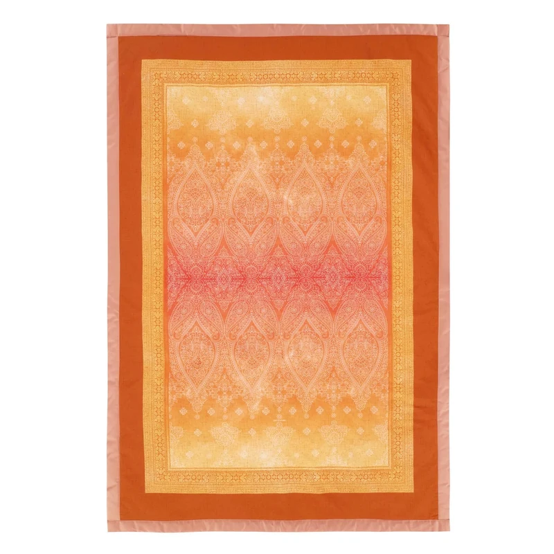 Bassetti Granfoulard Plaid Kerala O1 Orange 135 x 190 cm, Luxurious Blanket Made of 100% Mercerised Cotton, Soft Bedspread, Cuddly Light, Skin-friendly, Easy to Clean
