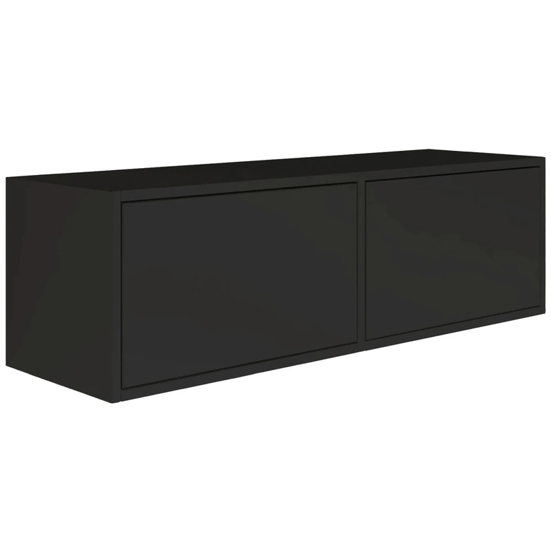 Selsey TV Lowboard - Black Colour Modern TV Chest of Drawers 100 x 30 x 30 cm (W x D x H) TV Base Cabinet for Living Room Cabinet with Flaps Push to Open Lowboard Hanging TV Cabinet Wall Mounted