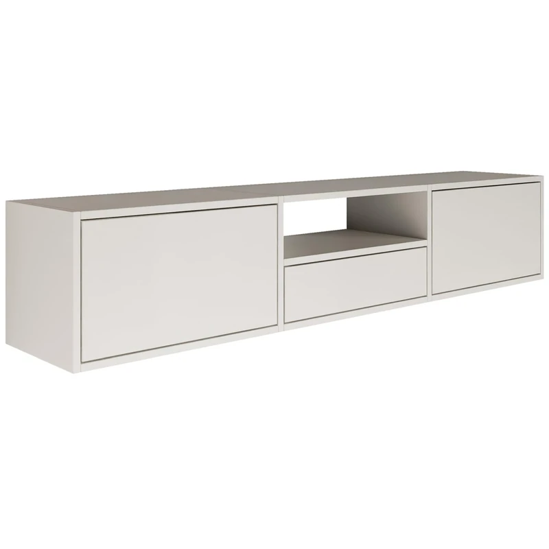 Selsey TV Lowboard - White Colour Modern TV Chest of Drawers 150 x 30 x 30 cm (W x D x H) TV Base Cabinet for Living Room Cabinet with Flaps Push to Open Lowboard Hanging TV Cabinet Wall Mounted