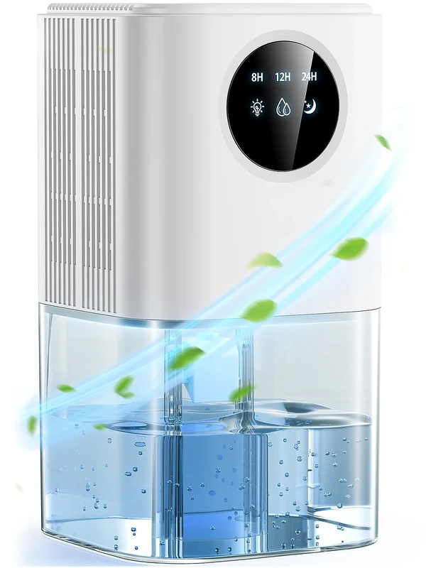 Dehumidifiers for Home, 1.8L Dehumidifiers for Bedroom Quiet & Portable Dehumidifier for Bathroom, 24H Timer, Auto Defrost 7 Lights Dehumidifier for Drying Clothes, Wardrobe (White)