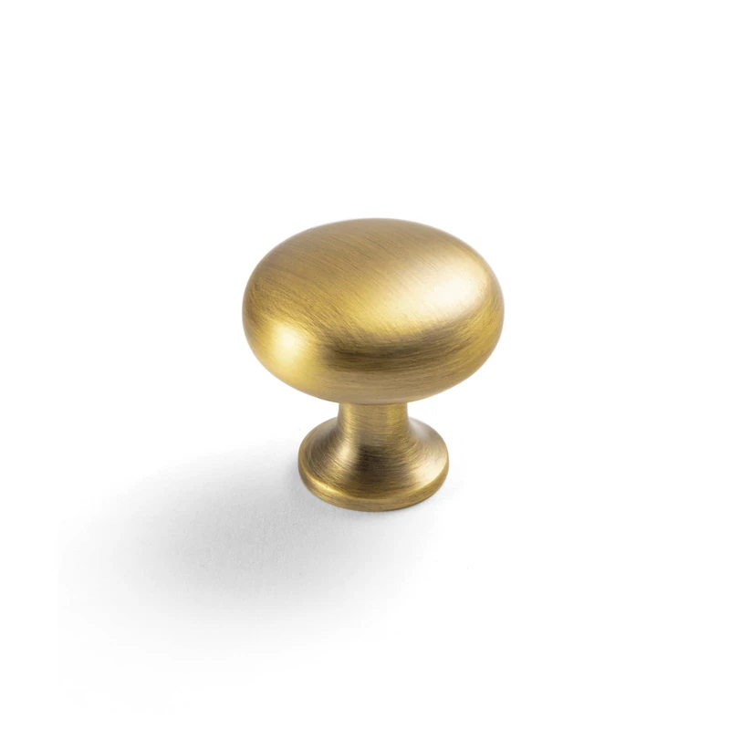 Goo-Ki Brushed Brass Bronze Brass Zinc Alloy Cabinet Enlarged knob - Single Hole Center Affordable Luxury Cabinet Pull Hardware for Bedroom, Kitchen, 6 Pack