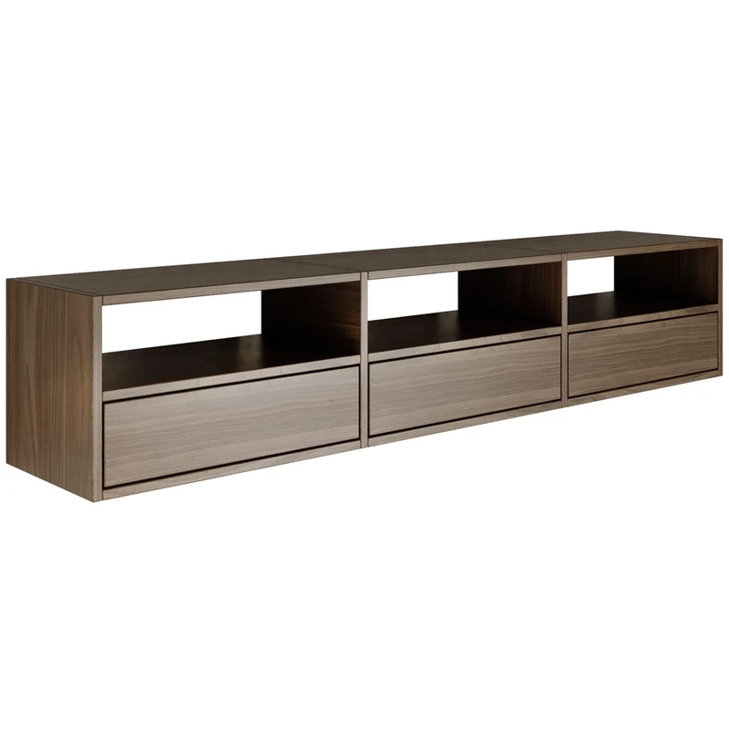Selsey TV Lowboard - Colour Wisconsin Walnut Modern TV Chest of Drawers 150 x 30 x 30 cm (W x D x H) TV Base Cabinet for Living Room Cabinet with Flaps Push to Open Lowboard Hanging TV Cabinet Wall