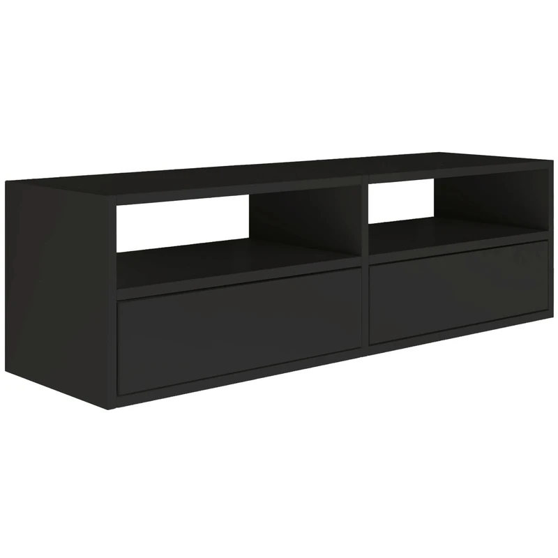 Selsey TV Lowboard - Black Colour Modern TV Chest of Drawers 100 x 30 x 30 cm (W x D x H) TV Base Cabinet for Living Room Cabinet with Flaps Push to Open Lowboard Hanging TV Cabinet Wall Mounted