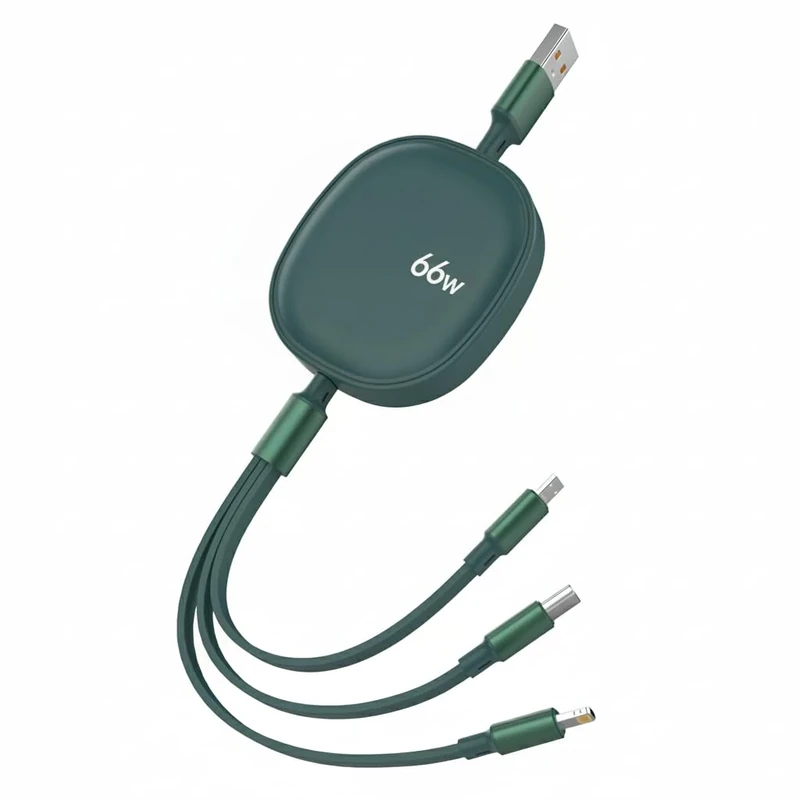 Multi Charger Cable, 66W PD 3 in 1 Retractable Charging Cable Fast Charge with iP/Micro/Type C Port, Multiple USB Cables for Phone Samsung Galaxy Huawei Xiaomi Laptop Tablet PS5 Android -1.2M