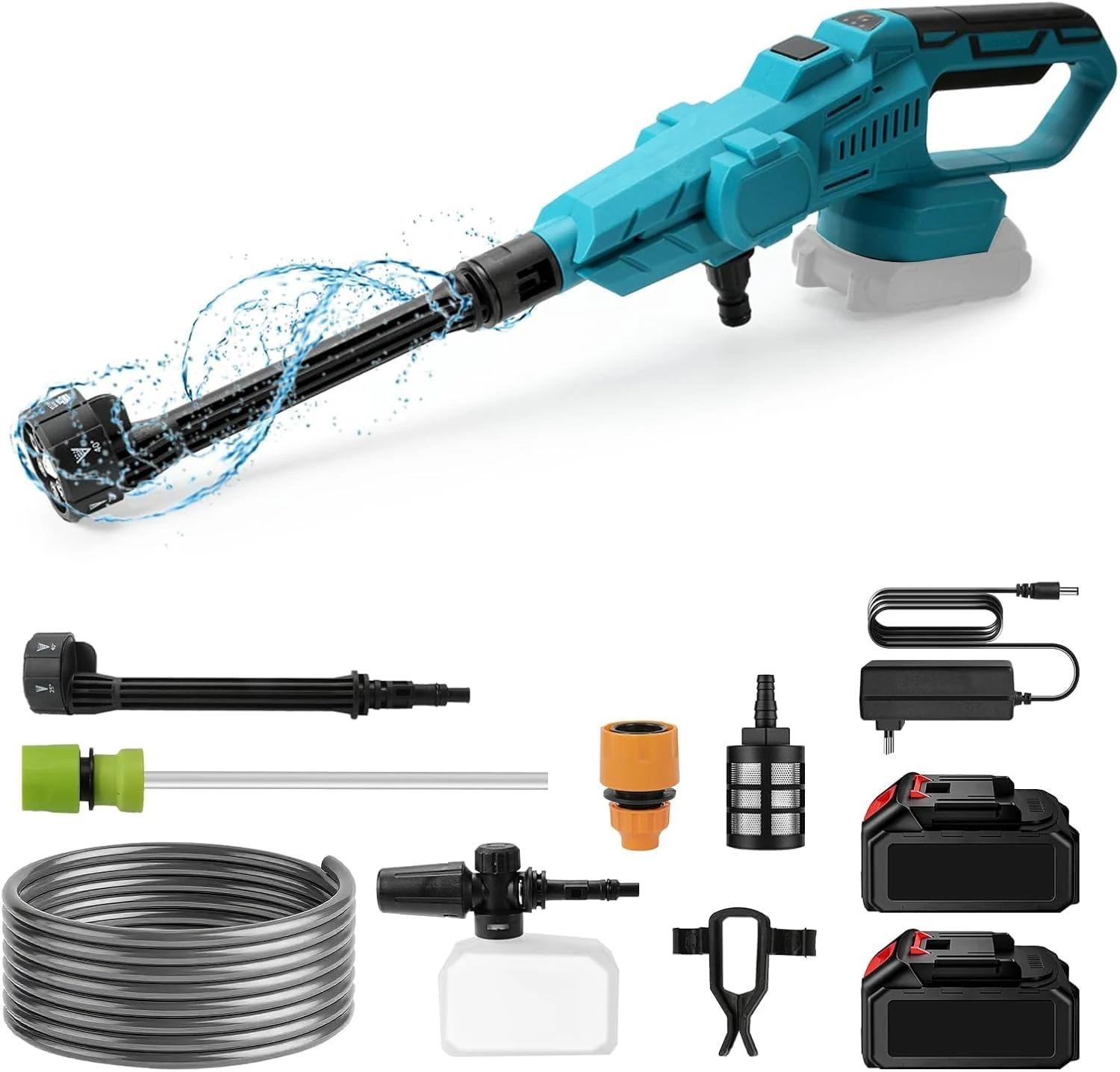 Ankishi Cordless Pressure Washer, Portable Power Washer for Patio and Car, Battery Pressure Washer with 2x3.0Ah Battery for Washing Cars/Floor/Garden Cleaning & Watering