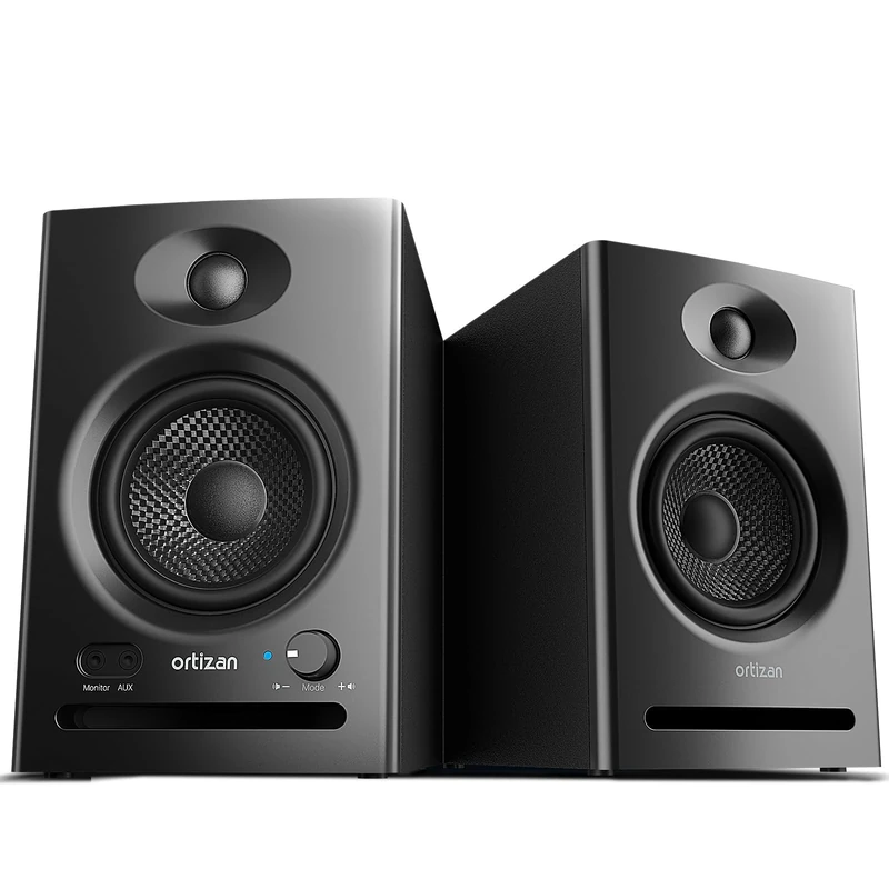 Ortizan Studio Monitors, Computer Speakers with Bluetooth 5.3, Bookshelf Speakers 2.0 Active Monitor Speakers 80W, 2-Way, Wooden Enclosure PC Speakers for Recording Multimedia, Gaming, Music