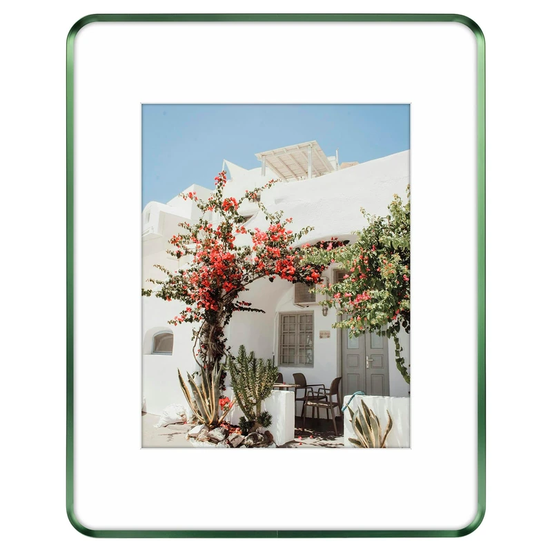 Golden State Art 16x20 Aluminum Picture Frame Green - With Round Corners - With Mat for 11x14 Photo or Without Mat for 16 x 20 Photo - Real Glass - Matte Design - Home Decor for Wall Display