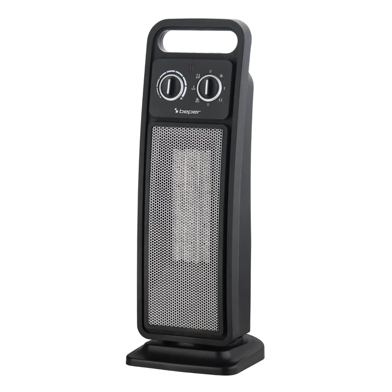 BEPER P203TER002 Ceramic Tower Fan Heater, 2000W Electric Space Heater with Automatic Oscillation, Adjustable Thermostat, 2 Power Settings, Safe with Auto Shut-Off